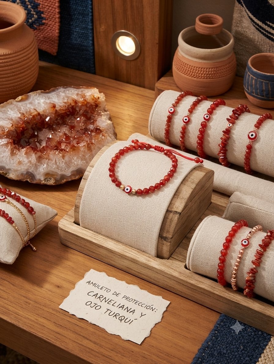 Pulsera de protección de piedra curmalita y ojo rojo