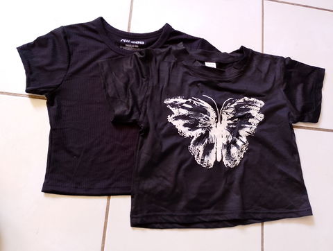 Par de ombligueras con diseño de mariposa y lisa - Ch y M