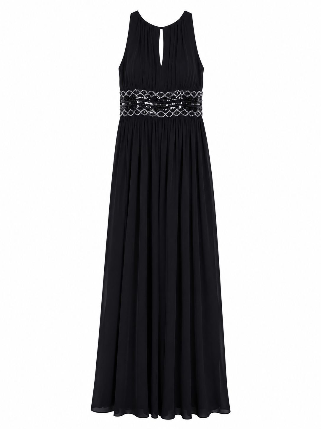 Vestido elegante largo negro con detalles