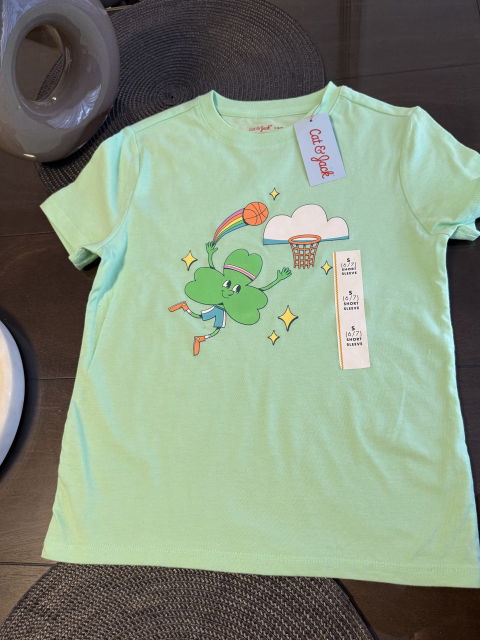 Playera Cat & Jack Verde con Estampado Divertido Talla 5/6