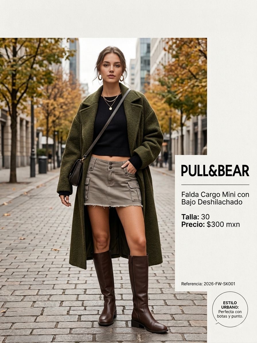 Falda Cargo Mini Pull&Bear Talla 30, como nueva