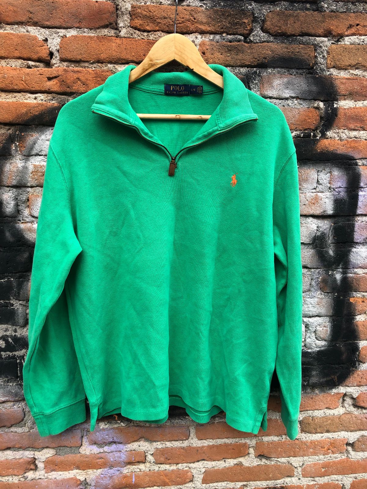  Polo Ralph Lauren Quater Zip Pullover Verde Talla L