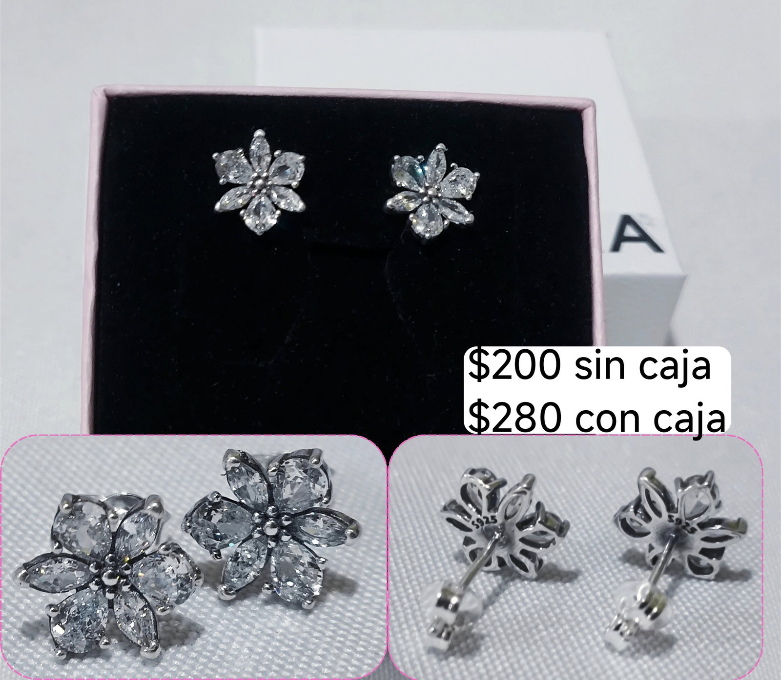 Aretes botón herbario reluciente nuevos