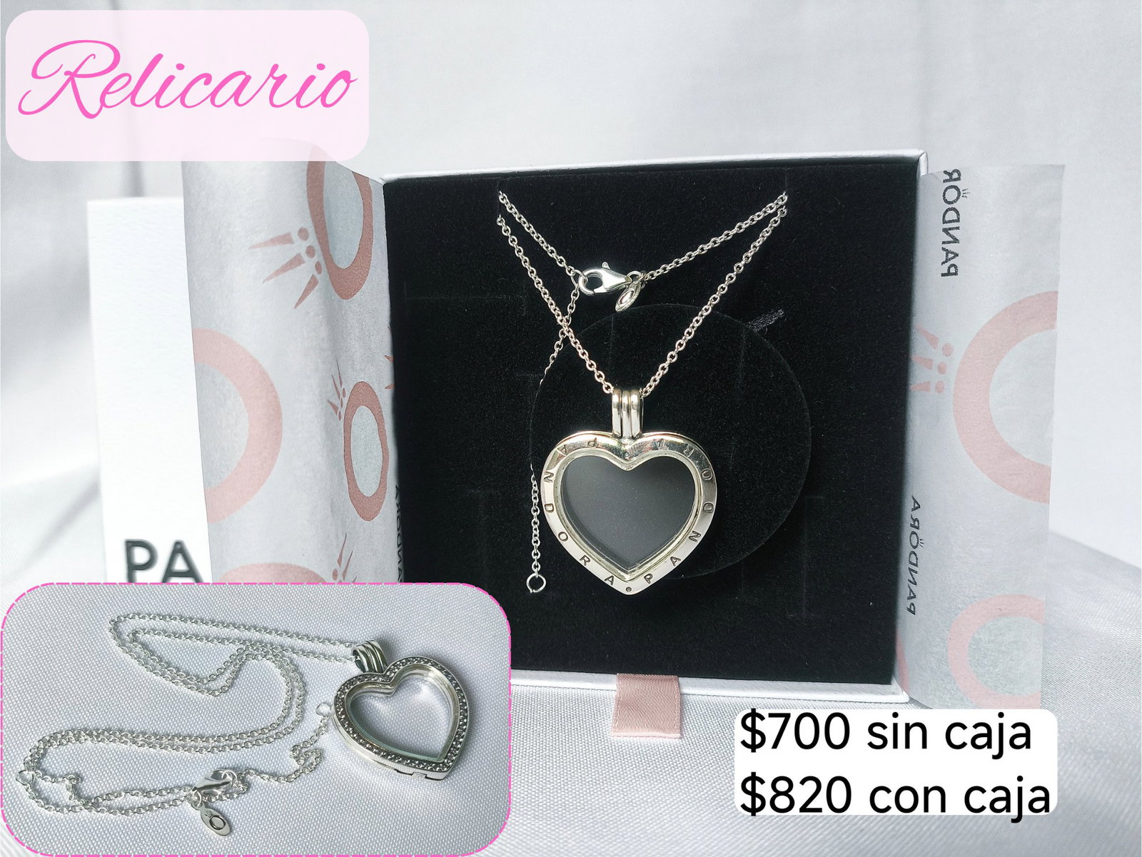 Collar Locket Relicario de Corazón 