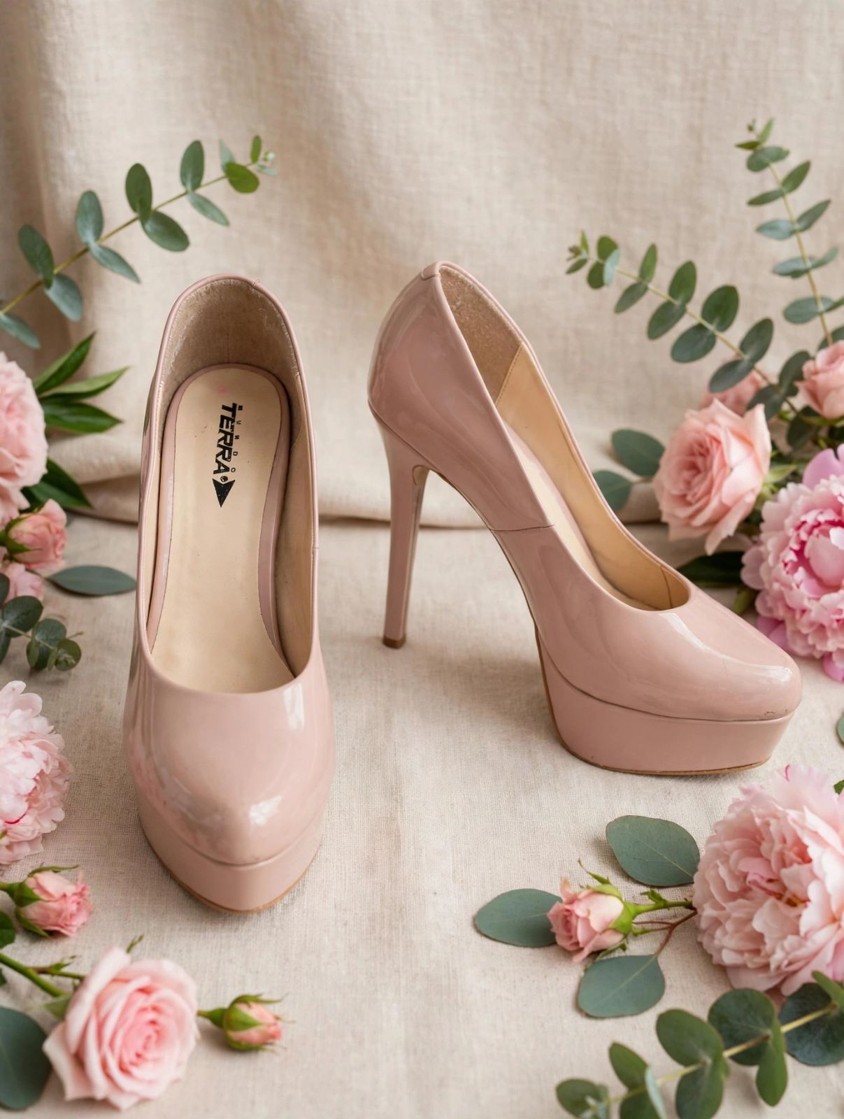 Zapatillas de tacón alto color nude