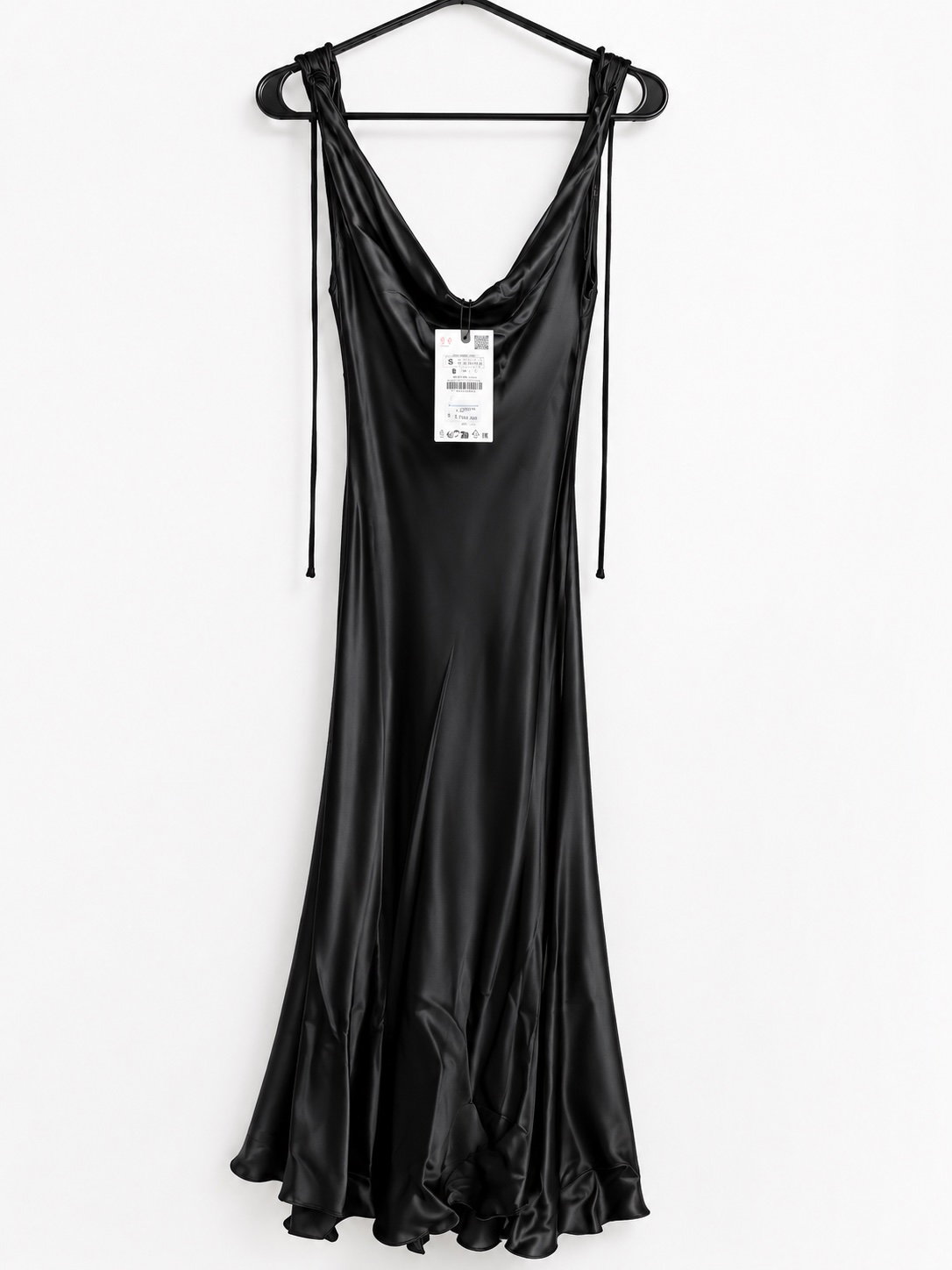Vestido Largo Negro Satinado Zara ZW Collection