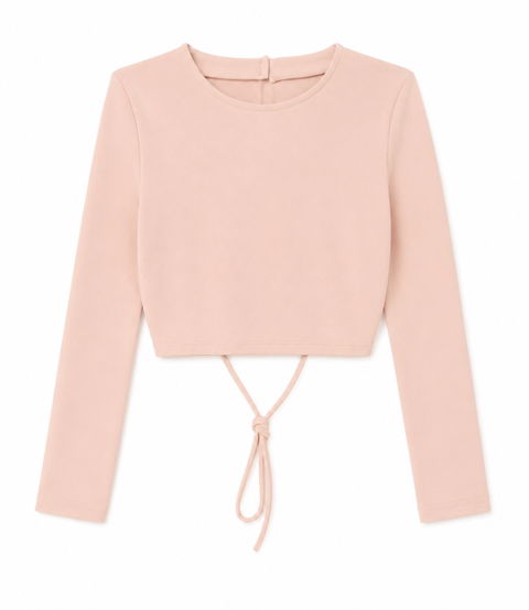 Top Crop de Manga Larga Rosa de Zara
