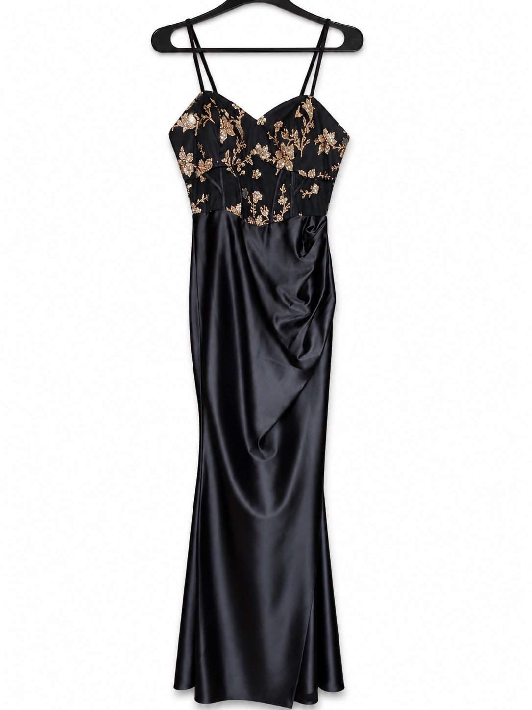 Vestido de Fiesta Negro Satinado Philosophy Jr Talla Chica