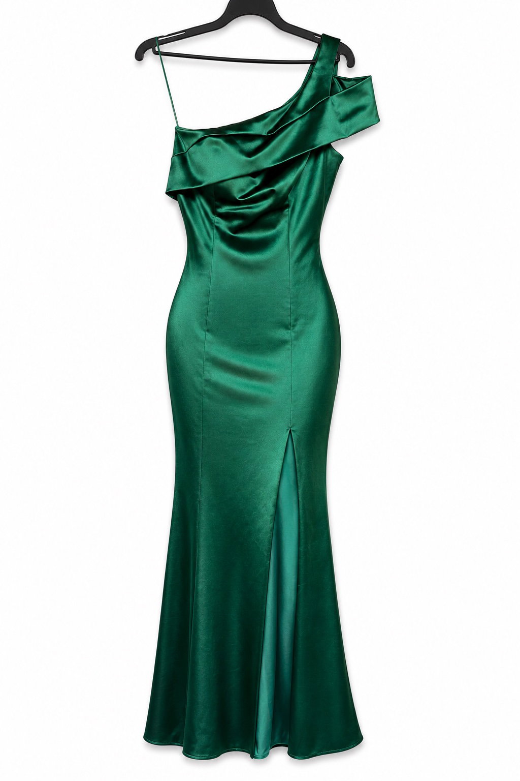 Vestido de Fiesta Largo Verde Talla 2 con Frunces
