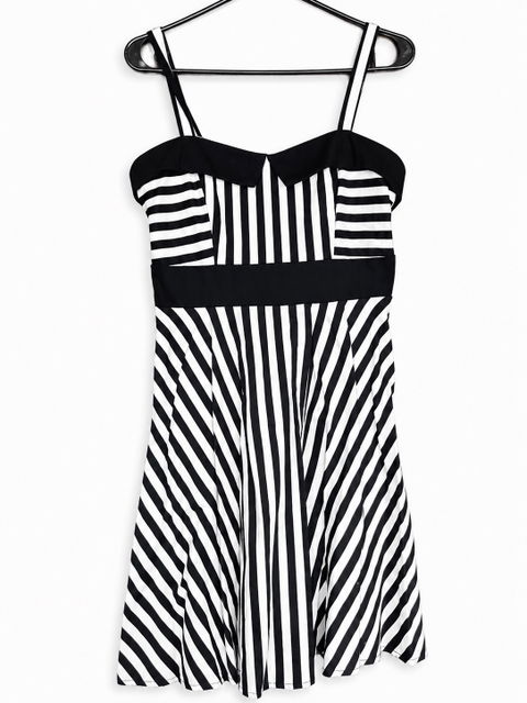 Vestido de Swing Retro Rayas Blancas y Negras Talla S - Marca Nicholas