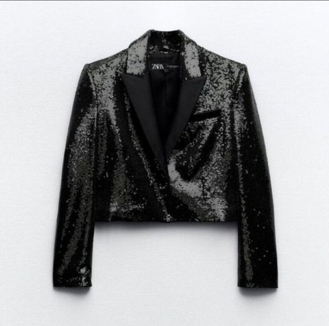Chamarra de lentejuelas negra de Zara TXCH