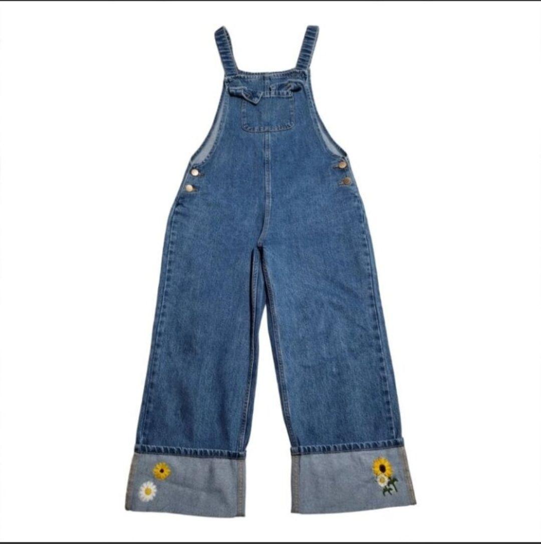Overol de mezclilla con bordado de flores Mango Kids T13-14 