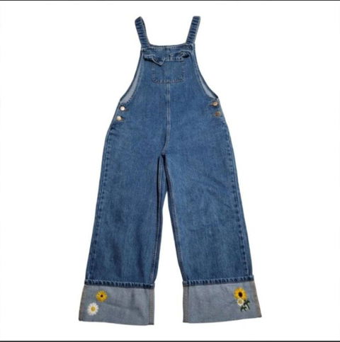 Overol de mezclilla con bordado de flores Mango Kids T13-14