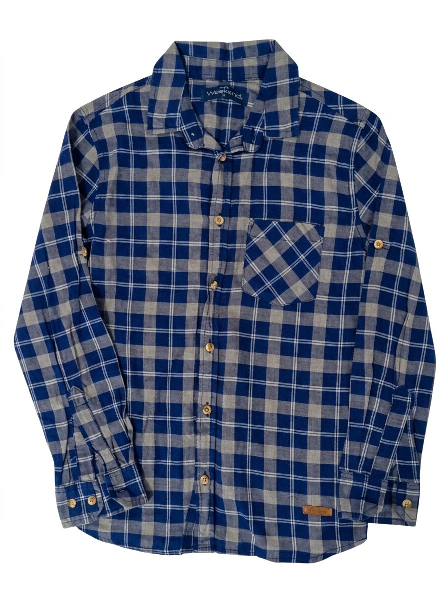Camisa de cuadros azul y gris Weekend 