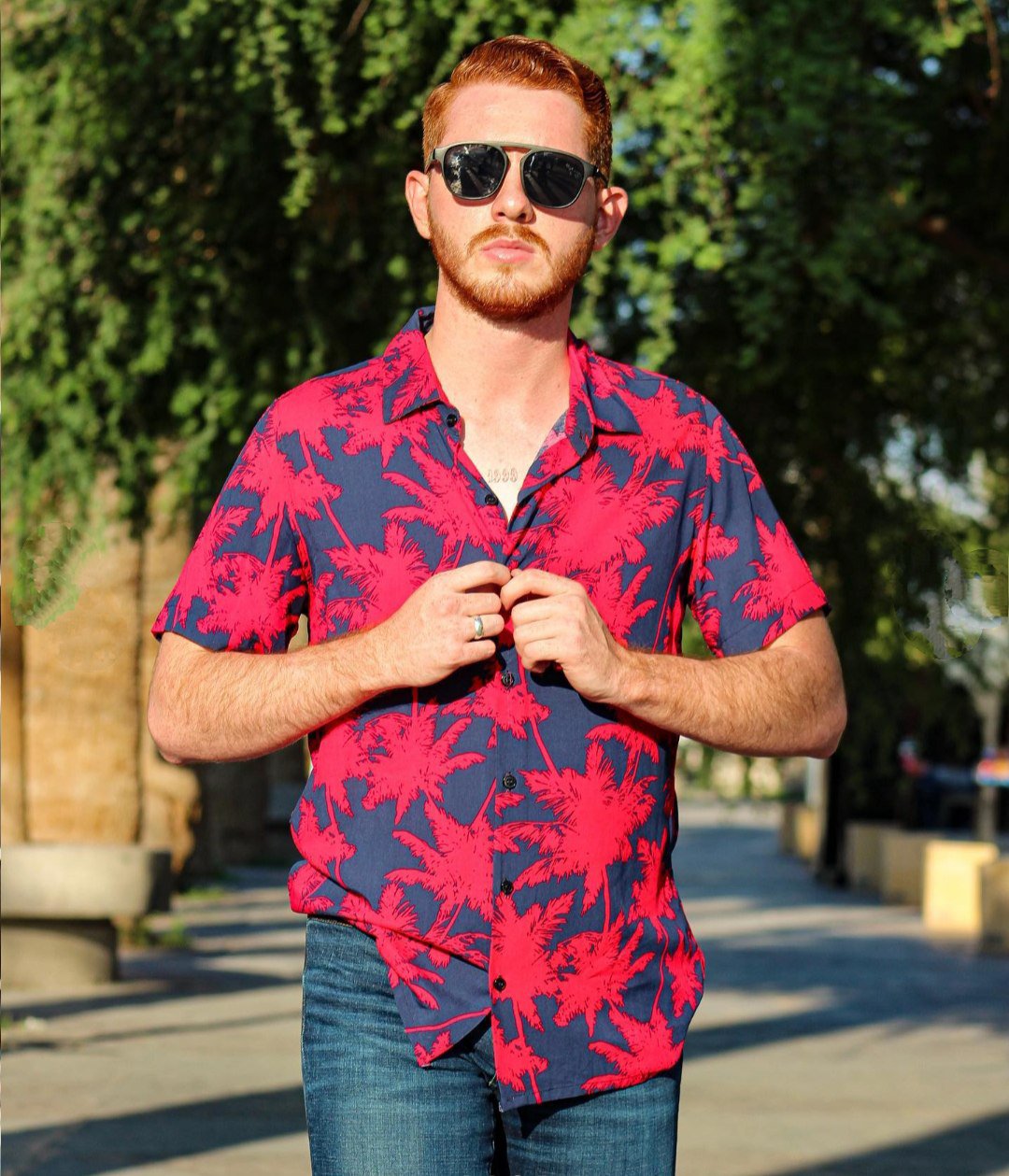 Camisa Casual Yöungster Talla M - Estampado Tropical