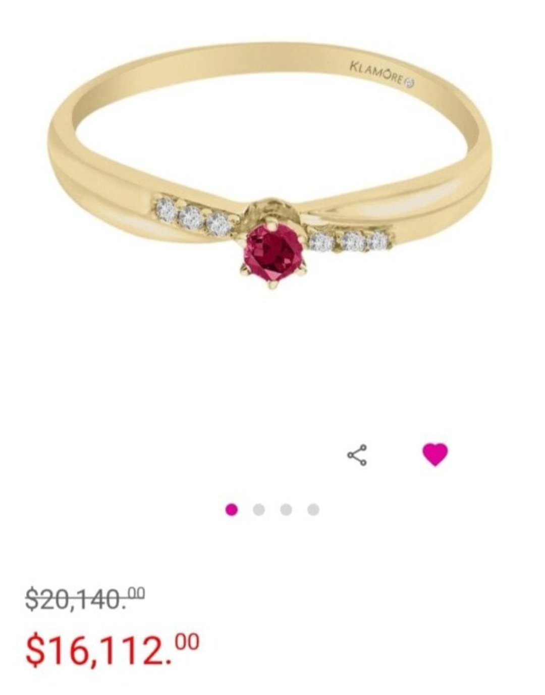 Anillo Talla 6.5 de Oro c Rubí y Diamantes 14K