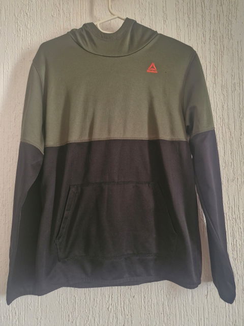 Sudadera Reebok Boys Pullover Fleece Windchill Hoodie - Talla XG (14-16) - Verde Militar-Negro