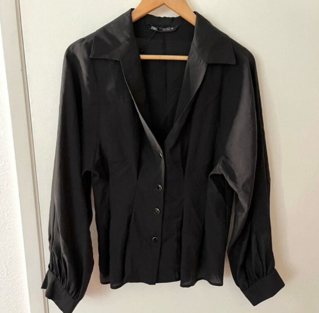 Blusa casual con manga tipo globo Talla L 