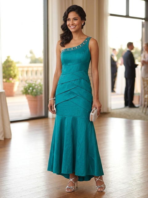 Vestido de fiesta verde azulado Liz Minelli talla M