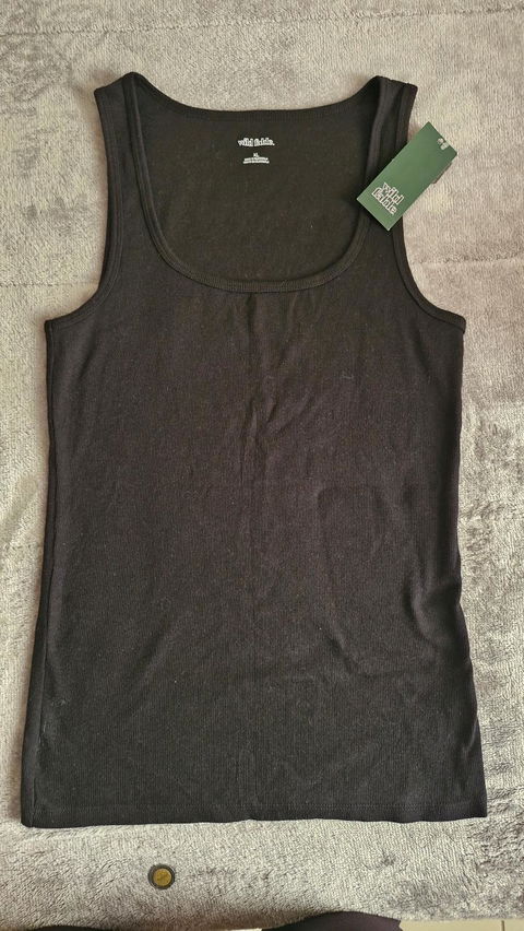Camiseta sin mangas negra acanalada talla XL