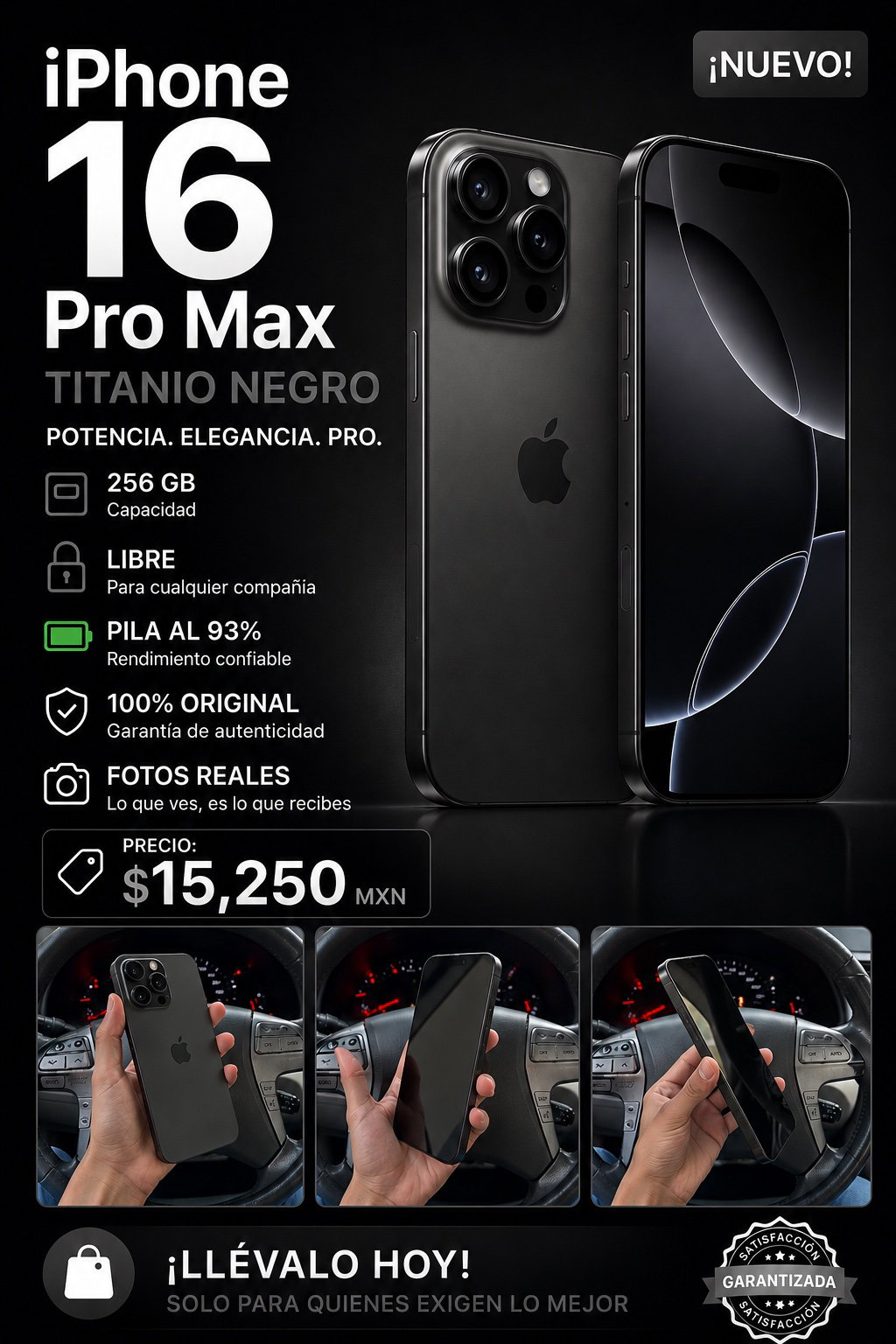 iPhone 16 Pro Max Titanio Negro 256Gb