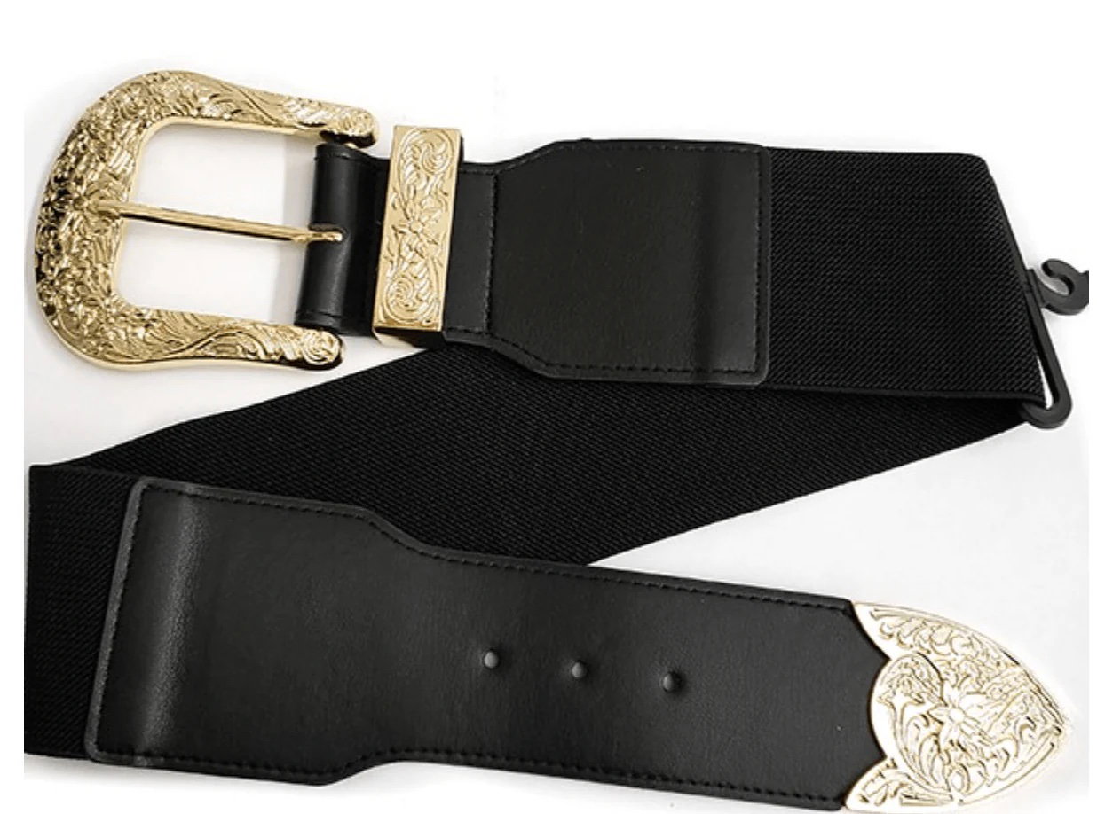 Cinturón Fajilla Nuevo Negro con Hebilla de Metal Estilo Vaquero