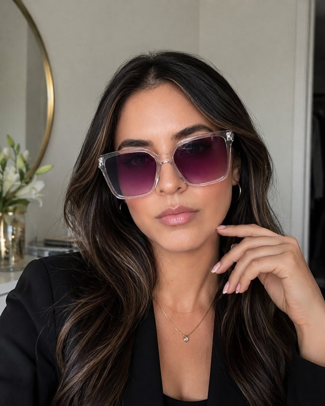Gafas de Sol Transparentes con Lentes Morados para Mujer