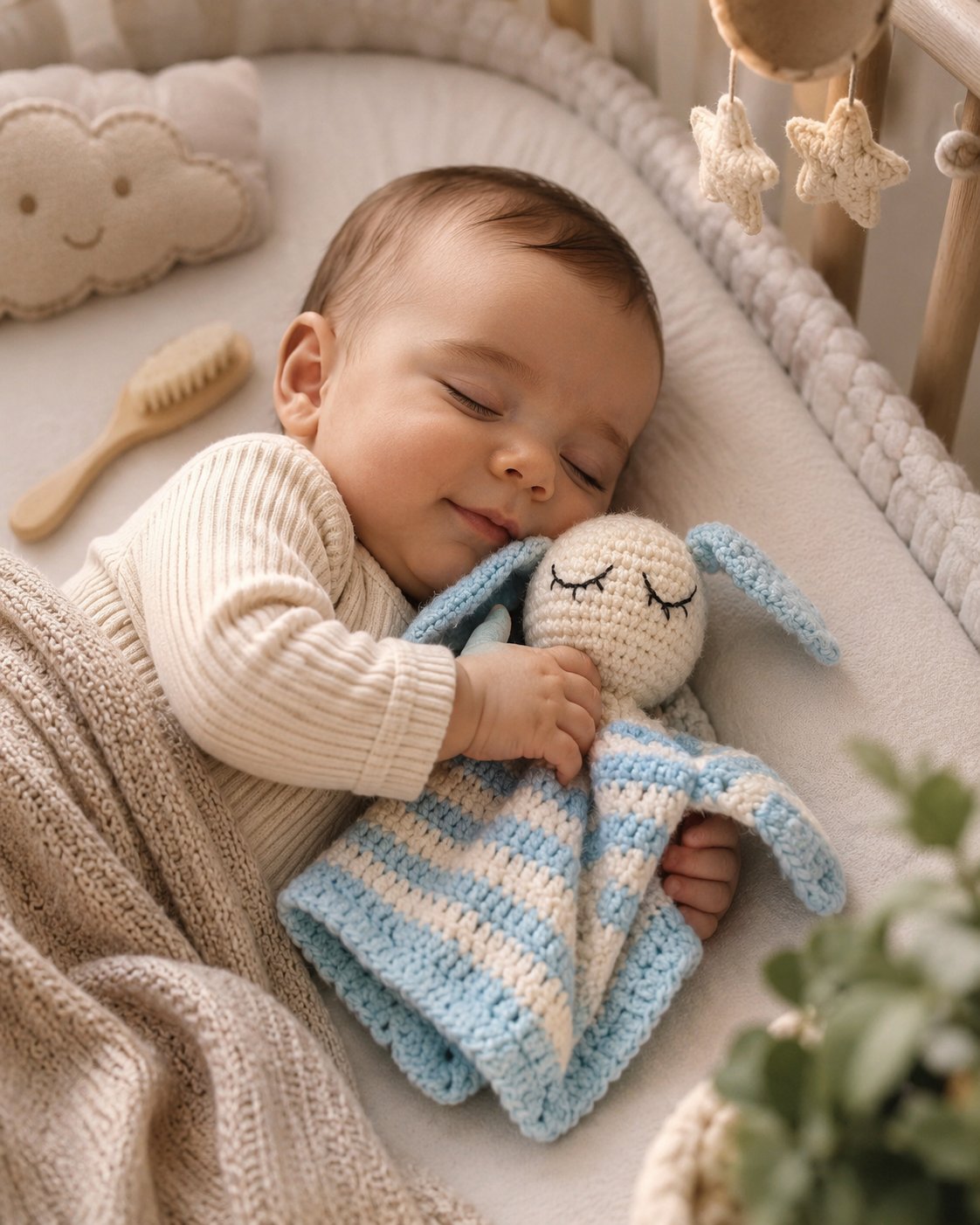 Muñeco de Apego Tejido a Mano con Crochet - Conejito