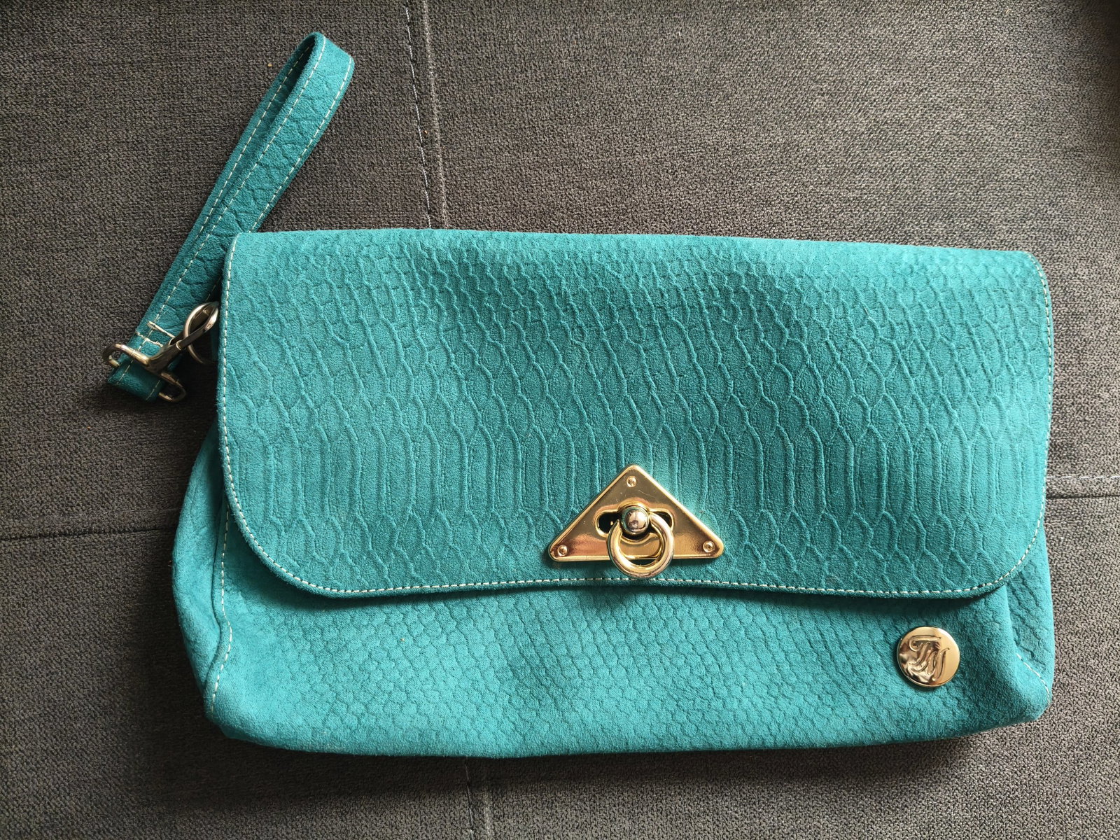 Clutch TERRAMAR, colorturquesa con textura