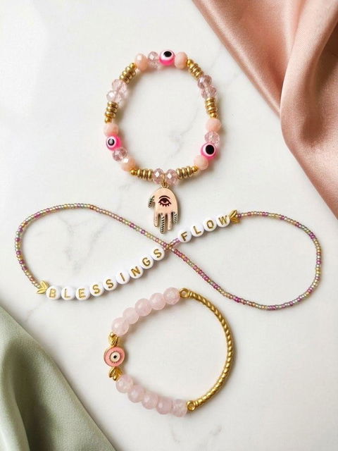 Pulseras con cuentas de cristal y dije de Hamsa