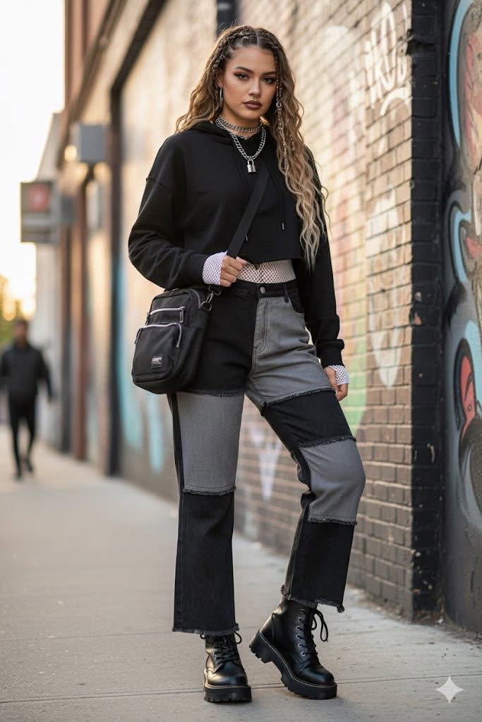 Pantalón nuevo con etiqueta, diseño bicolor