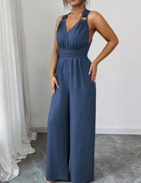 Mono escotado azul mediano para fiesta y uso diario