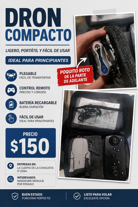 Dron compacto para principiantes, ligero y fácil de usar