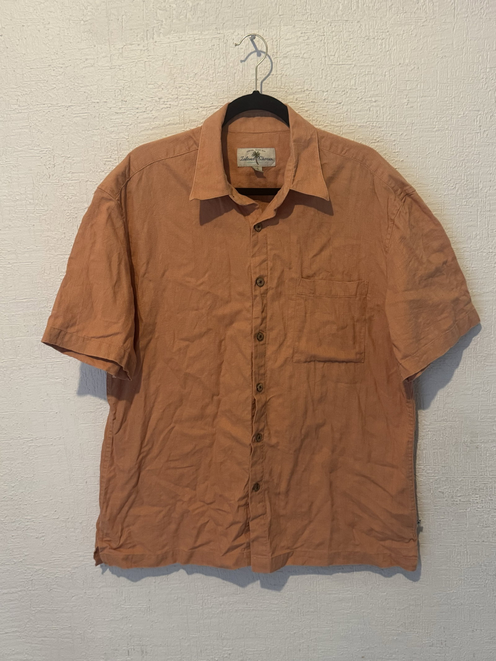 Camisa de Manga Corta Island Shores Color Naranja Talla L