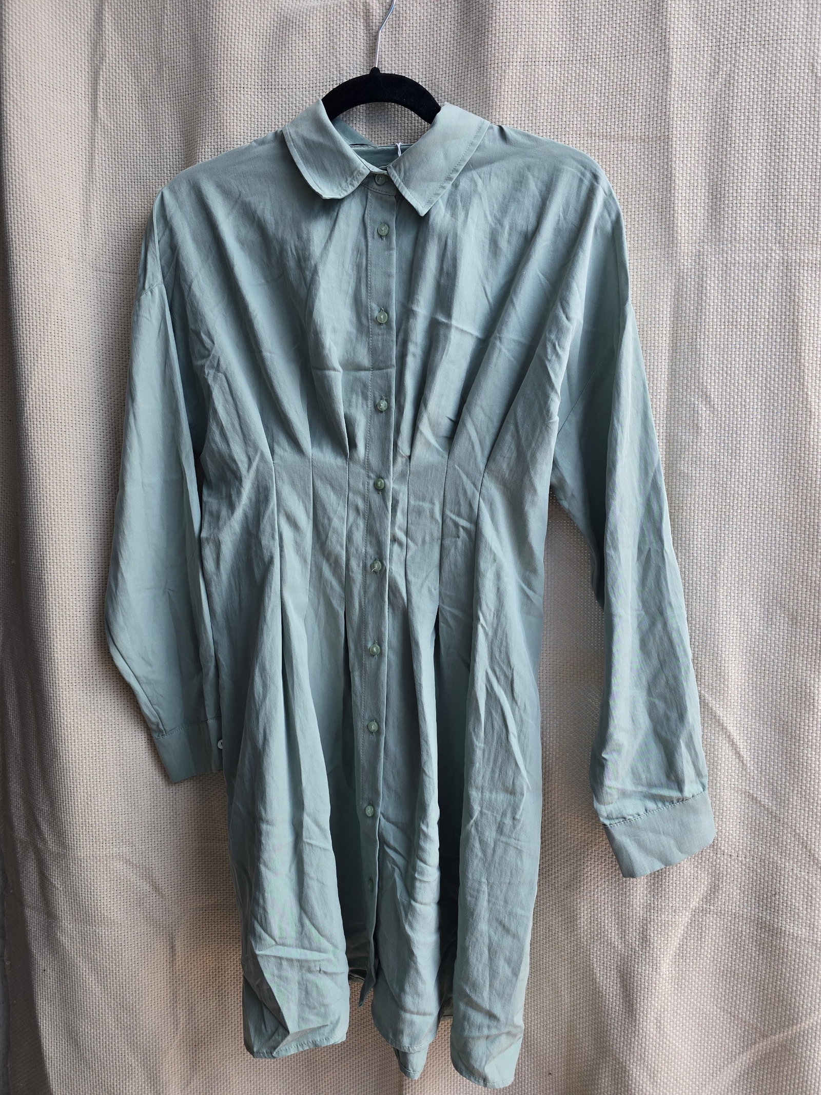 Vestido Camisero Color Salvia Bershka Talla M - Nuevo