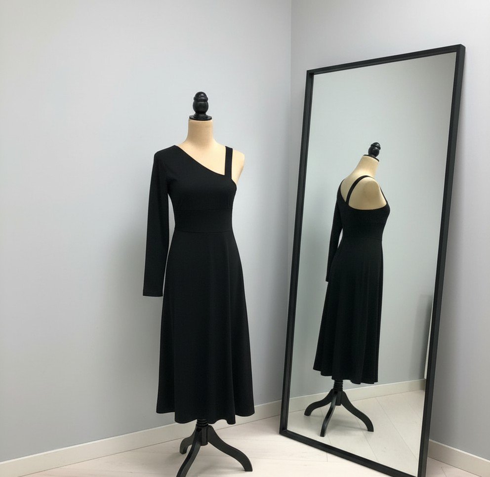 Vestido Asimétrico Negro de Zara - Nuevo