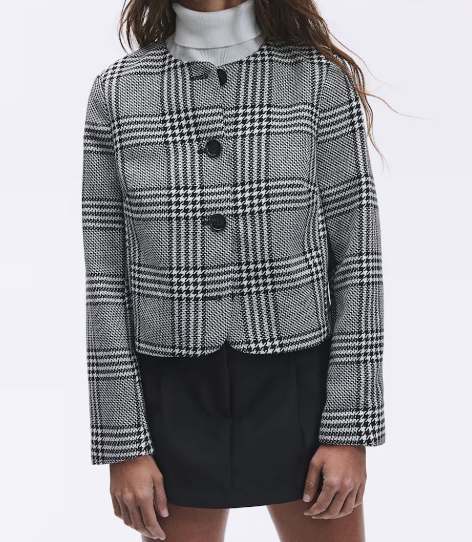 Saco corto H&M en tela tejida con cierre frontal