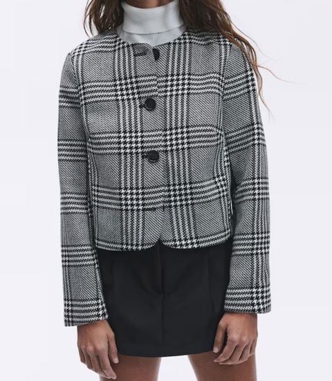 Saco corto H&M en tela tejida con cierre frontal