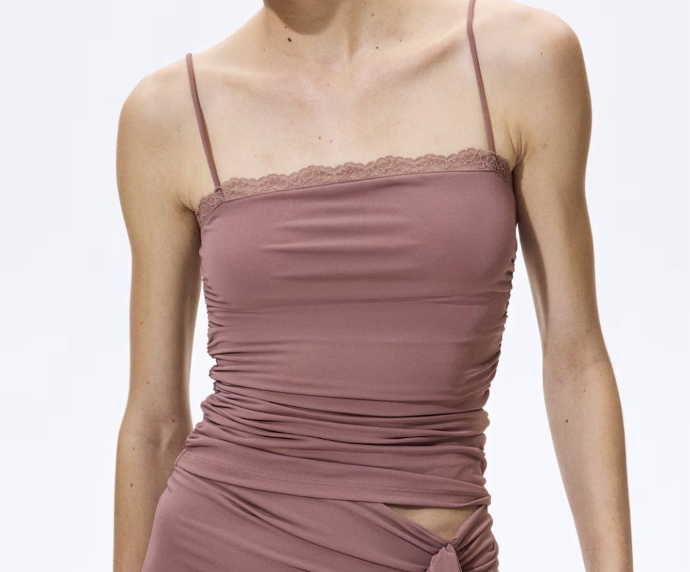 TOP DE TIRANTES CON BORDE DE ENCAJE H&M