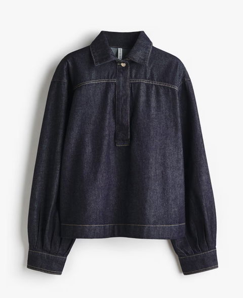 Camisa Popover de Denim Rígido - Nueva