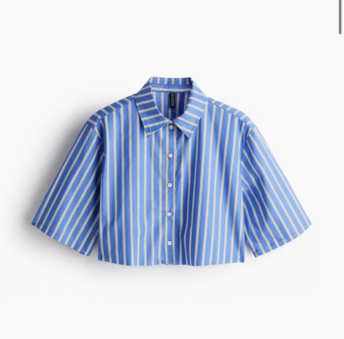 Camisa corta de algodón azul con rayas H&M 