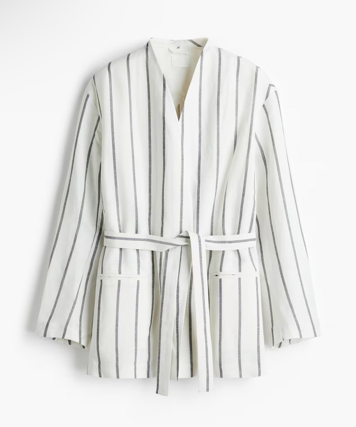 Blazer oversized de lino y viscosa con cinturón extraíble