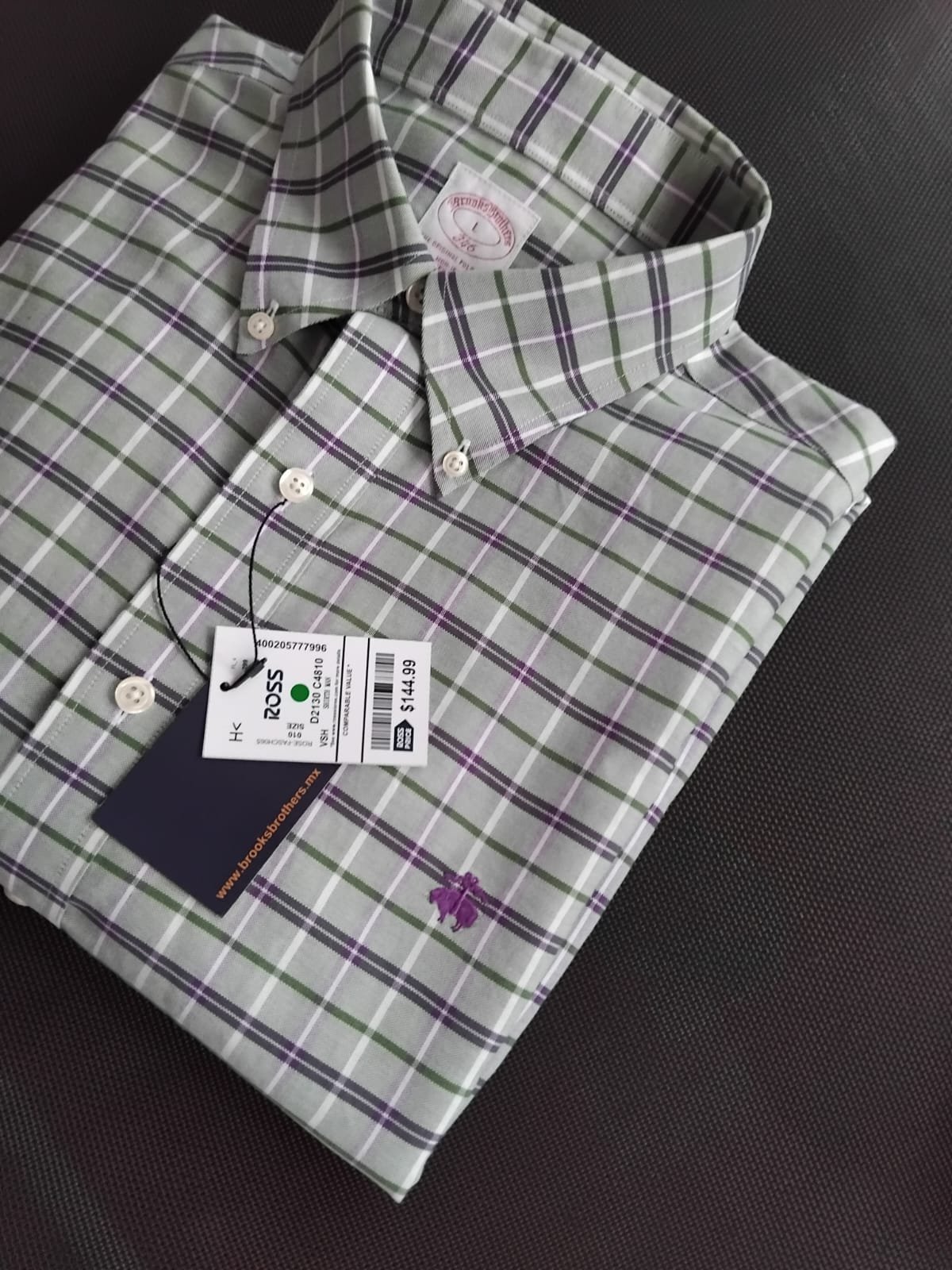 Camisa de Caballero Brooks Brothers Verde Talla XL Nueva