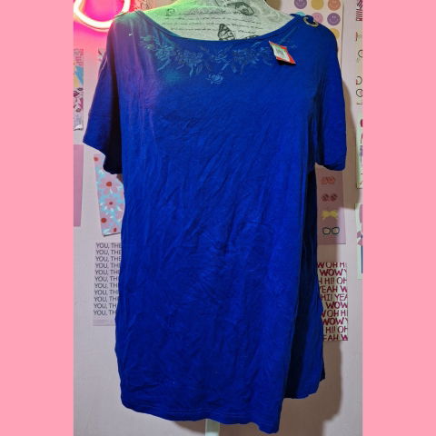 Blusa Azul Rey con Estoperoles y Bordados - Talla M