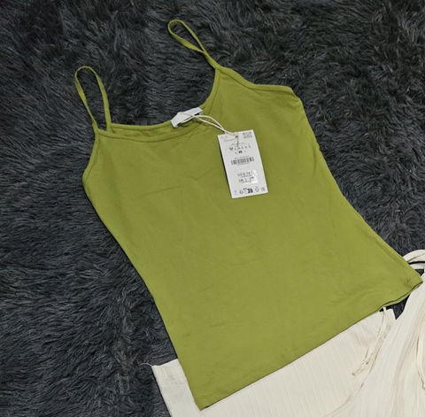 Blusa Verde Olivo de Tirantes Talla M de Zara
