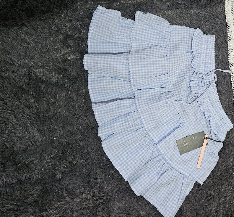 Falda azul de cuadros, talla S, nueva