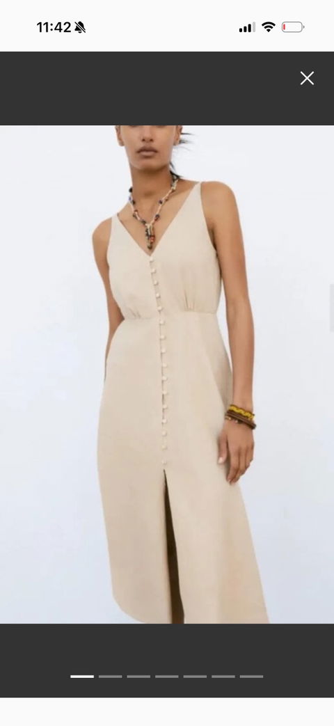 Vestido de Lino Zara Beige - Como Nuevo