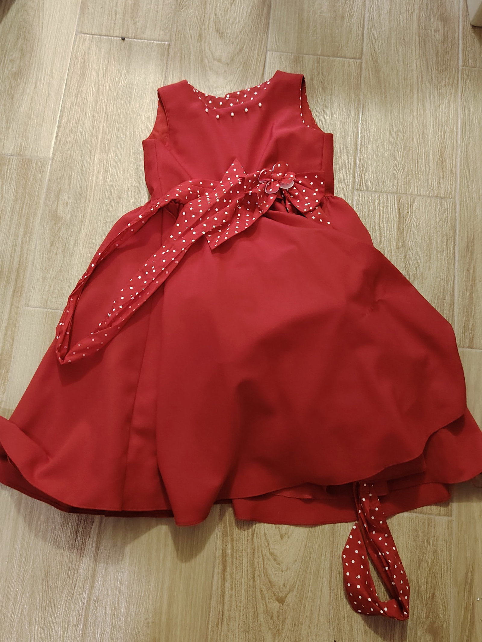 Vestido de Fiesta Gerat para Niña - Rojo con Lunares - Talla 10
