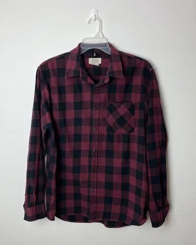 Camisa de cuadros H&M color burdeos y negro 