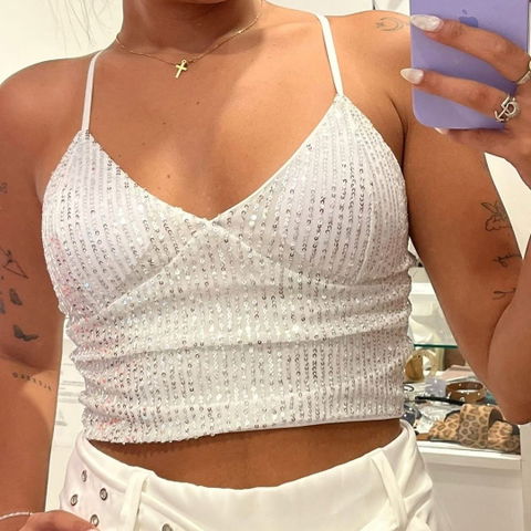Top Blanco de Lentejuelas Brillante
